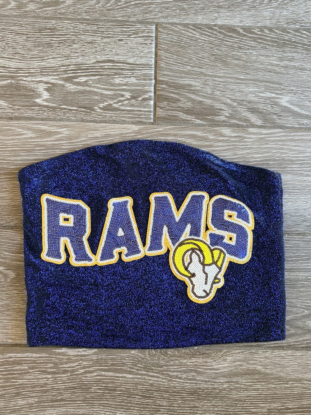 Custom Rams Sparkly Tube Top Bandeau Game Day Tailgate
